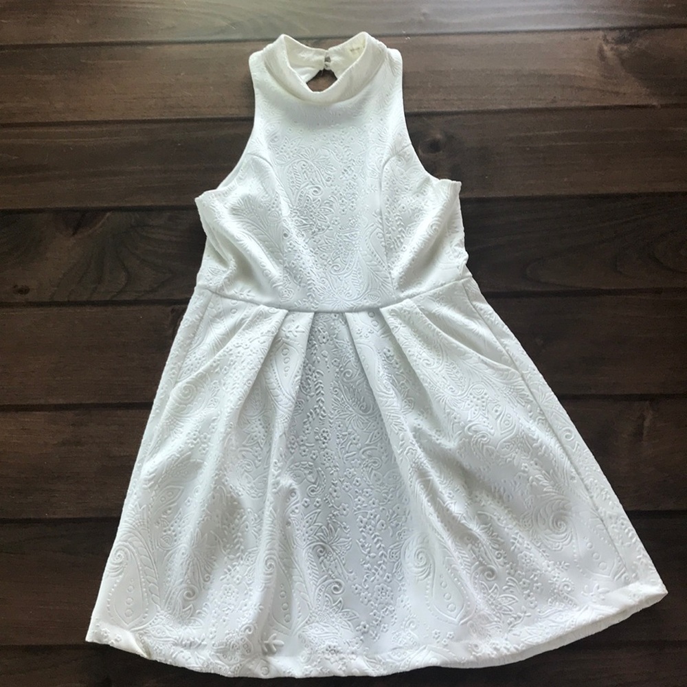 White Floral and Paisley Textured Dress